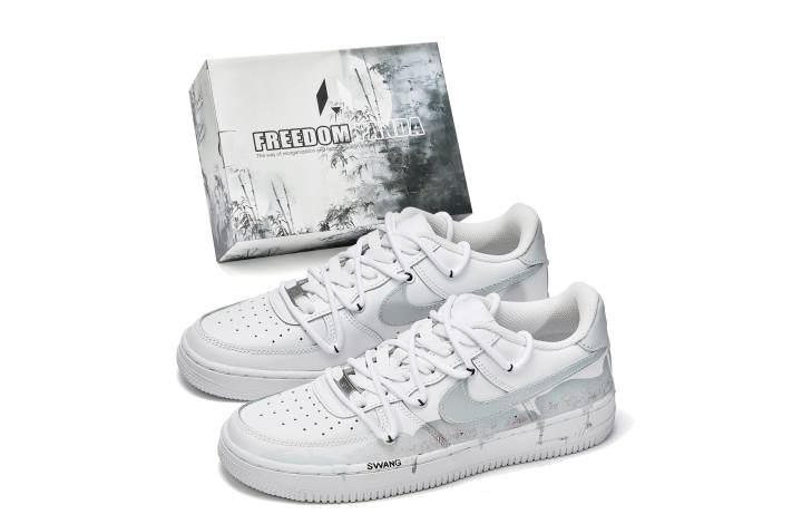 Nike Nike Air Force 1 Freedom Panda, Box, Mountain Spring Cedar Slip Resistant Slip Resistant Low top Skateboard Shoes Men's