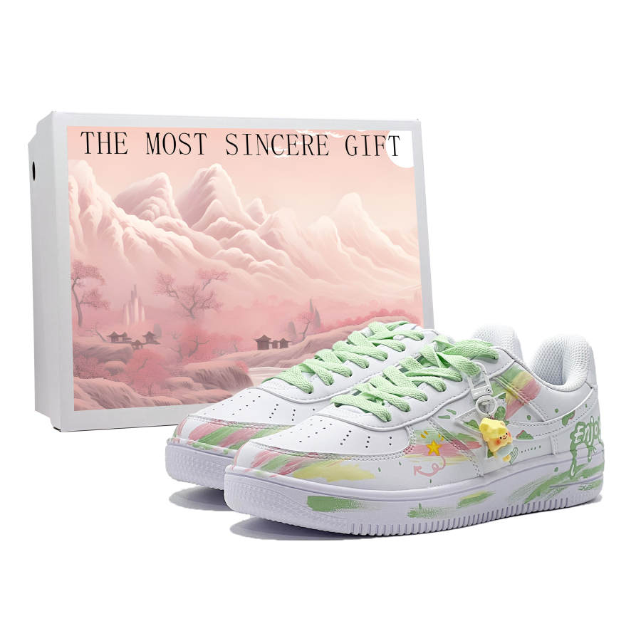 XTEP Air Force 1 Slip Resistant Cushioning Slip Resistant Cushioning Low top Skateboard Shoes Men's Green White