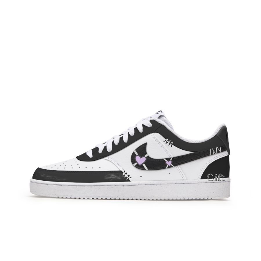 Nike Nike Court Vision 1 Freedom Panda, Purple Heart Slip Resistant Abrasion Resistant Low top Skateboard Shoes Men's