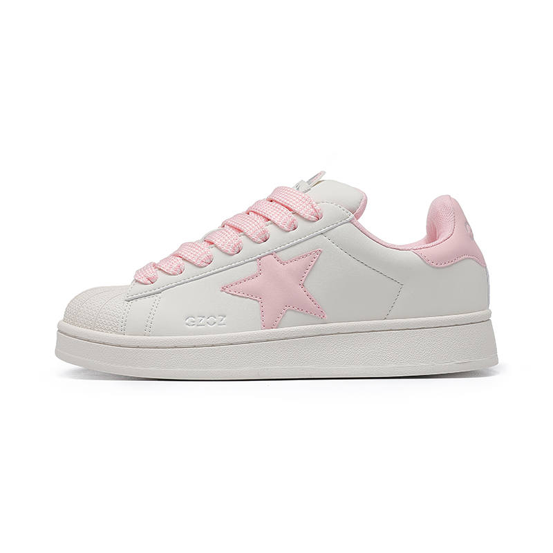 GZOZ Slip Resistant Cushioning Abrasion Resistant Low top Skateboard Shoes Women's Cream Pink