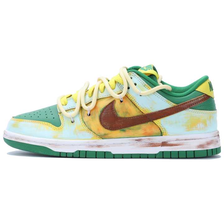 Nike Nike Dunk Leather Low top Skateboard Shoes Men's Yellow Green