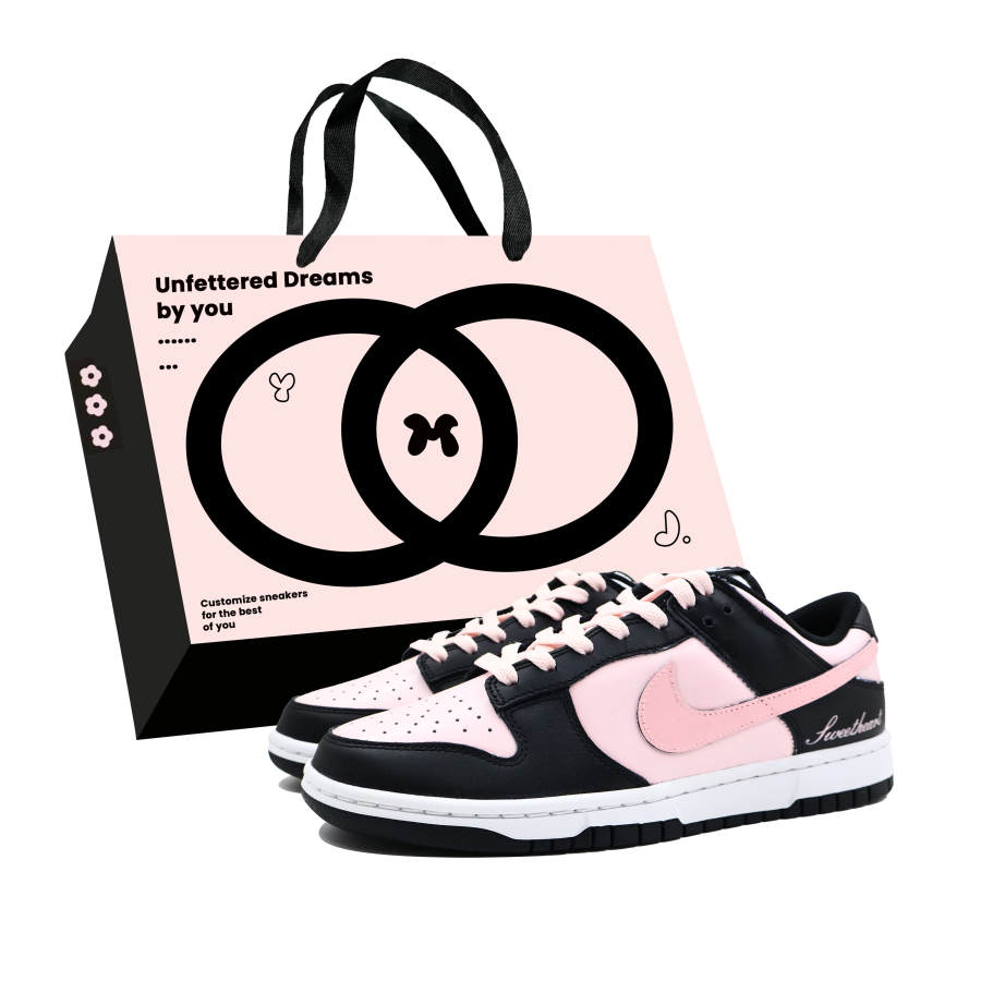 Nike Nike Dunk Sweetheart Leather Cushioning, Wear Resistant Low top Skateboard Shoes Unisex Black Pink