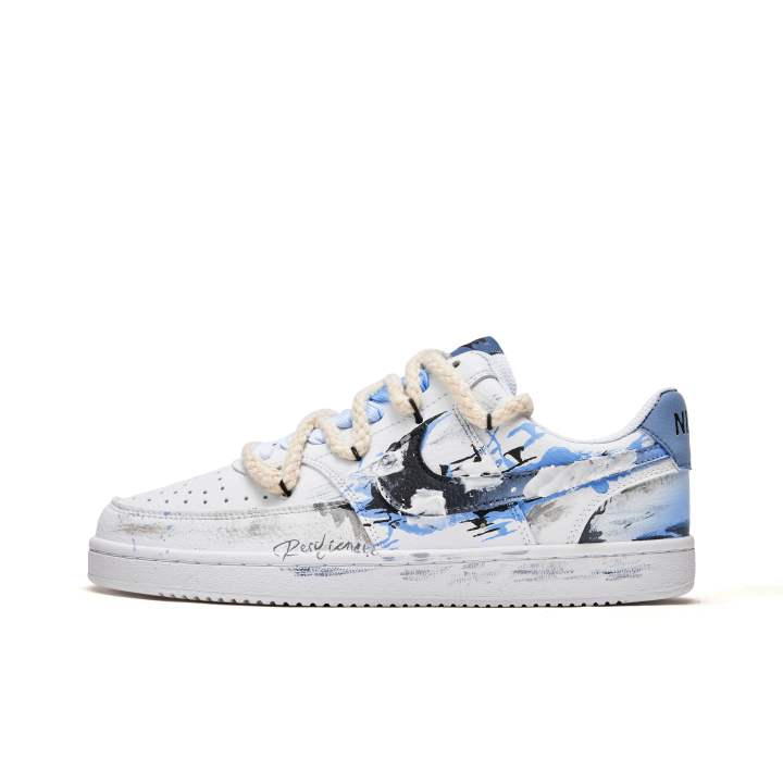Nike Nike Court Slip Resistant Slip Resistant Low top Skateboard Shoes Men's White Blue Black