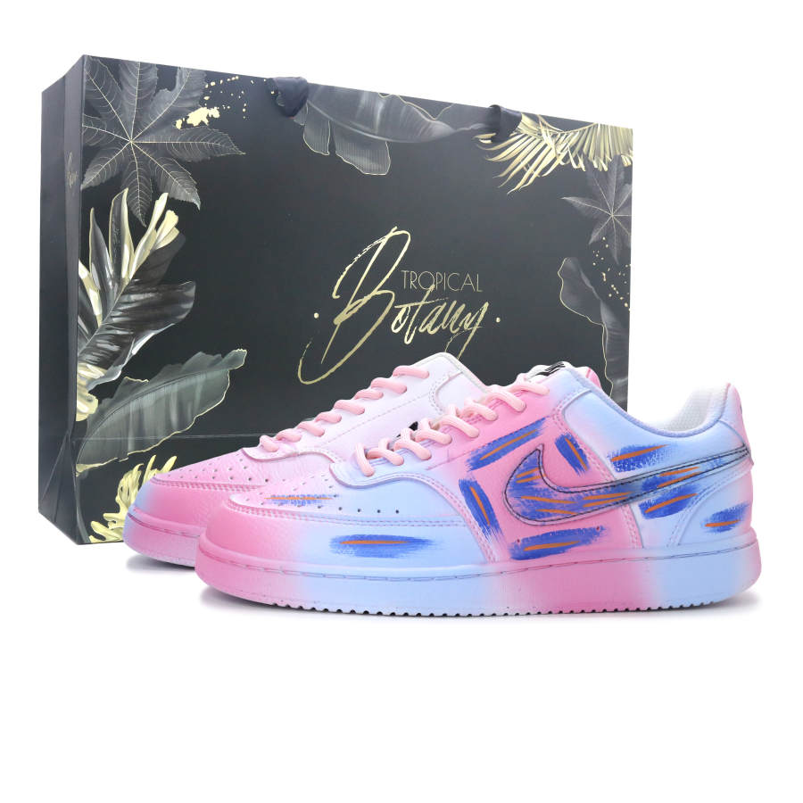 Nike Nike Court Vision 1 Wear resistant And Lightweight Low top Skateboard Shoes Unisex Blue Pink