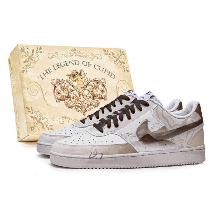 Nike Nike Court Vision 1 P.M.S Box, Mountain Slip Resistant Abrasion Resistant Low top Skateboard Shoes Men's Brown White