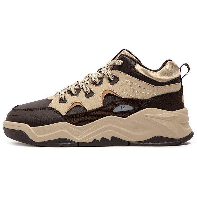 361° Thermal Abrasion Resistant Mid top Skateboard Shoes Men's Beige Brown