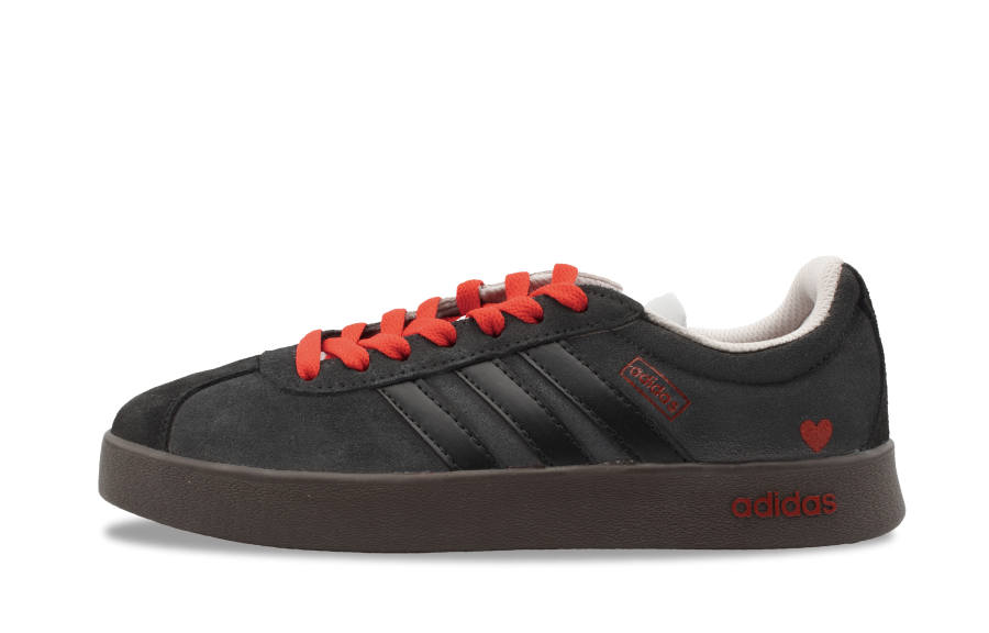Adidas Adidas VL COURT 2.0 Heart Signal Abrasion Resistant Low top Skateboard Shoes Unisex Black Red Heart