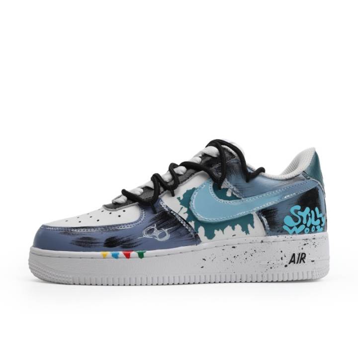 Nike Nike Air Force 1 Ink Blue Fantasy Patent Leather Low top Skateboard Shoes Unisex Blue