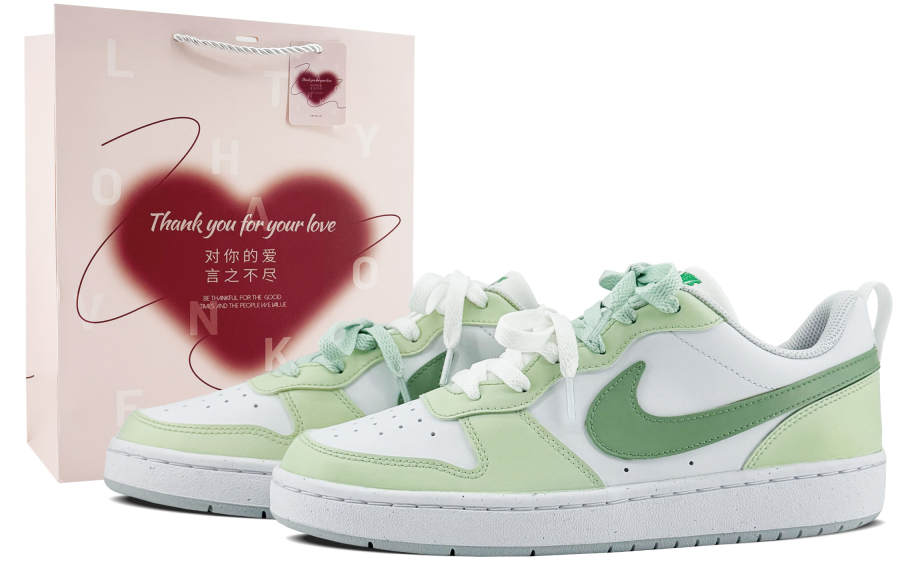 Nike Nike Court Borough Slip Resistant Abrasion Resistant Low top Skateboard Shoes GS White Green