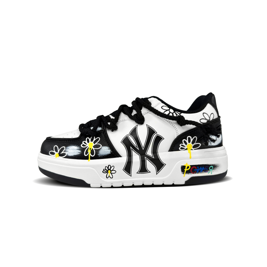 MLB Chunky Liner Graffiti Small Daisy Low top Skateboard Shoes Unisex Black White