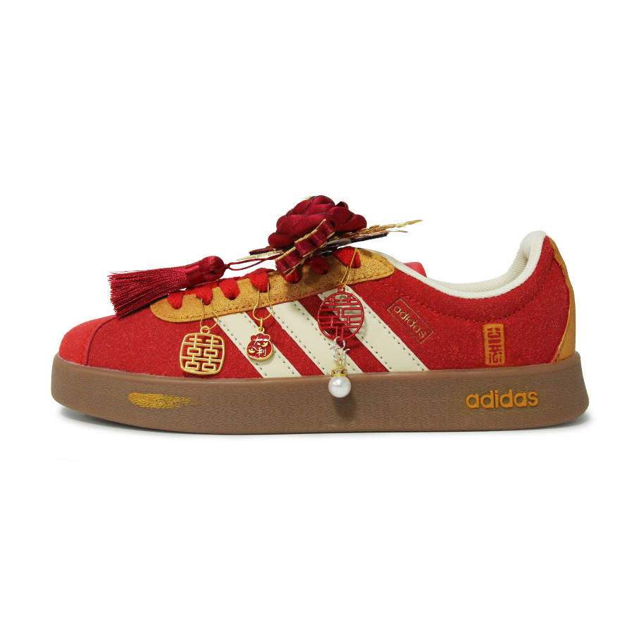 Adidas Adidas Vl Court Classic Walking Planet, Perfect Match Abrasion Resistant Low top Skateboard Shoes Unisex Red