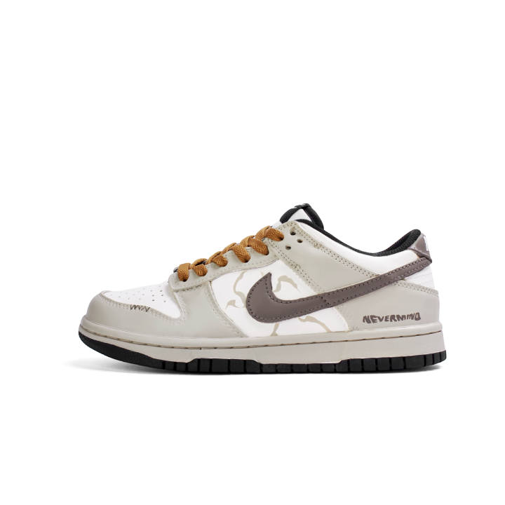 Nike Nike Dunk Abrasion Resistant Abrasion Resistant Low top Skateboard Shoes Unisex White Brown