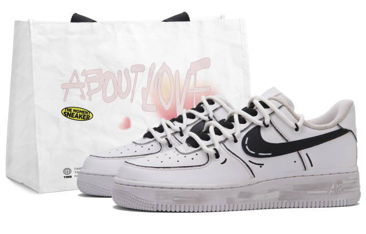Nike Nike Air Force 1 Vintage Comic Low top Skateboard Shoes Unisex Black White Gray