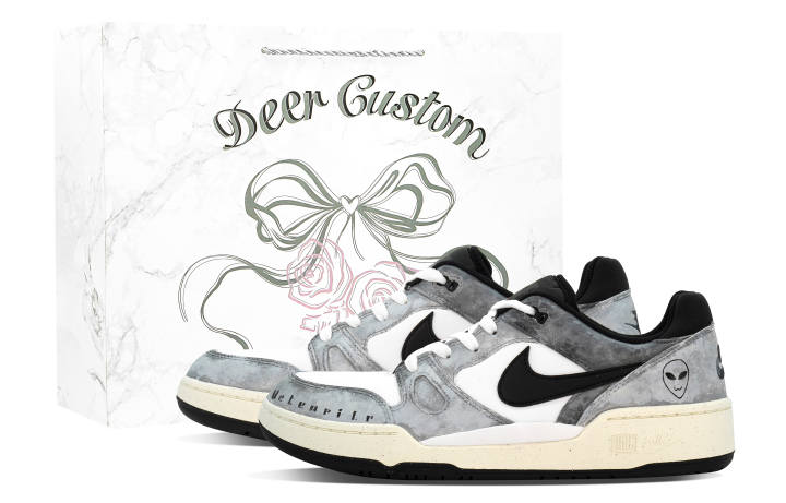 Nike Nike Full Force DEER Alien Leather Abrasion Resistant Low top Skateboard Shoes Men's Black White Gray