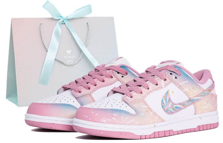 Nike Nike Dunk Abrasion Resistant Low top Skateboard Shoes Women's Pink Blue