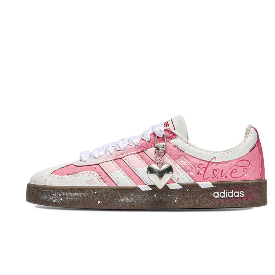 Adidas Neo VL Court Lifestyle Goku World, Heart Cushioning Low top Skateboard Shoes Unisex Pink Brown