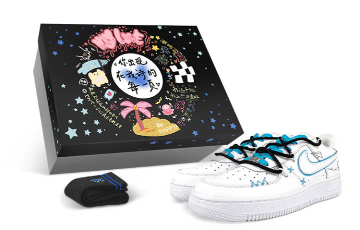 Nike Nike Air Force 1 Low LE Air Force 1 Slip Resistant Cushioning Low top Skateboard Shoes GS White Blue