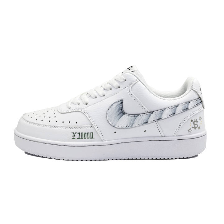 Nike Nike Court Vision 1 Billionaire Leather Abrasion Resistant Low top Skateboard Shoes Unisex White Gray