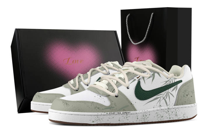 Nike Nike EBERNON Green Bamboo Forest, Heart Box Abrasion Resistant Low top Skateboard Shoes Men's