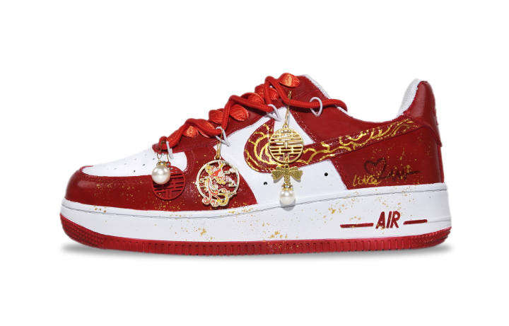 Nike Nike Air Force 1 Newlywed Joyful Celebration Slip Resistant Abrasion Resistant Low top Skateboard Shoes Unisex Red