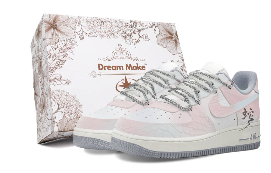 Nike Nike Air Force 1 Lin Chen, White Box Slip Resistant Abrasion Resistant Low top Skateboard Shoes Women's Pink