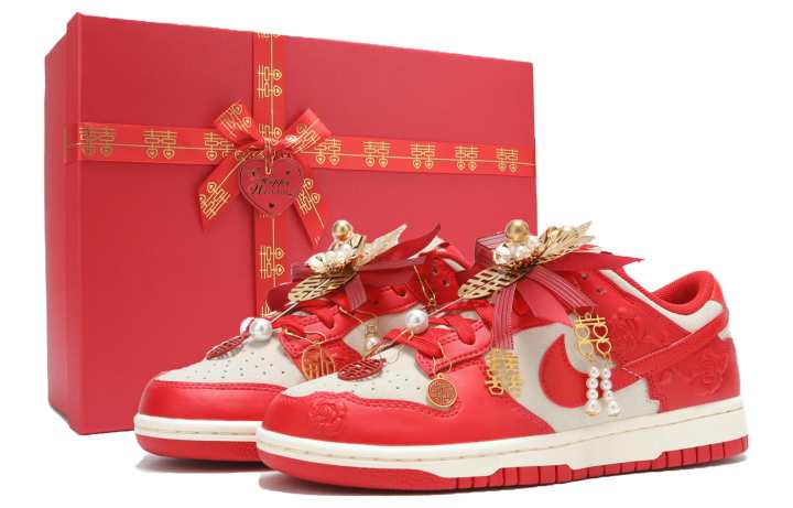 Nike Nike Dunk Slip Resistant Cushioning Abrasion Resistant Low top Skateboard Shoes Unisex Red