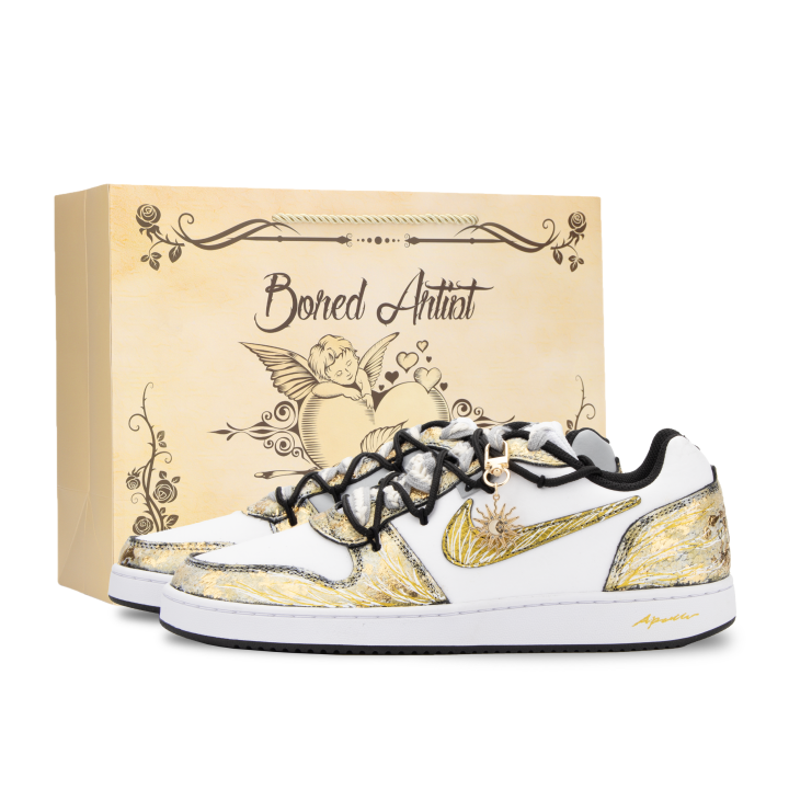 Nike Nike EBERNON Apollo, The Sun God Abrasion Resistant Low top Skateboard Shoes Men's Black Gold White