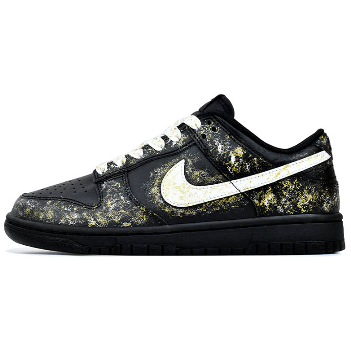 Nike Nike Dunk Abrasion Resistant Low top Skateboard Shoes Unisex Black Gold