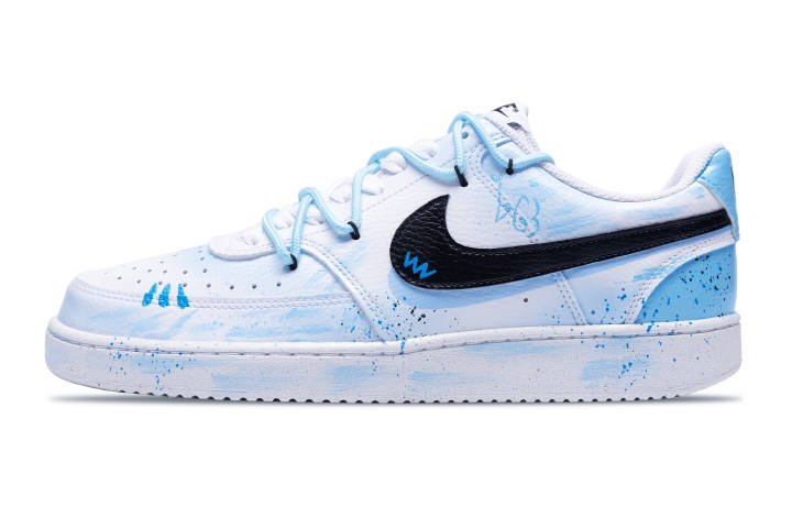 Nike Nike Court Vision Low Abrasion Resistant Slip Resistant Low top Skateboard Shoes Unisex Cerulean