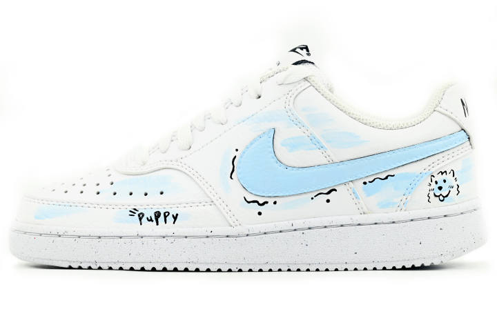 Nike Nike Court Vision 1 Abrasion Resistant Low top Skateboard Shoes Unisex White Blue