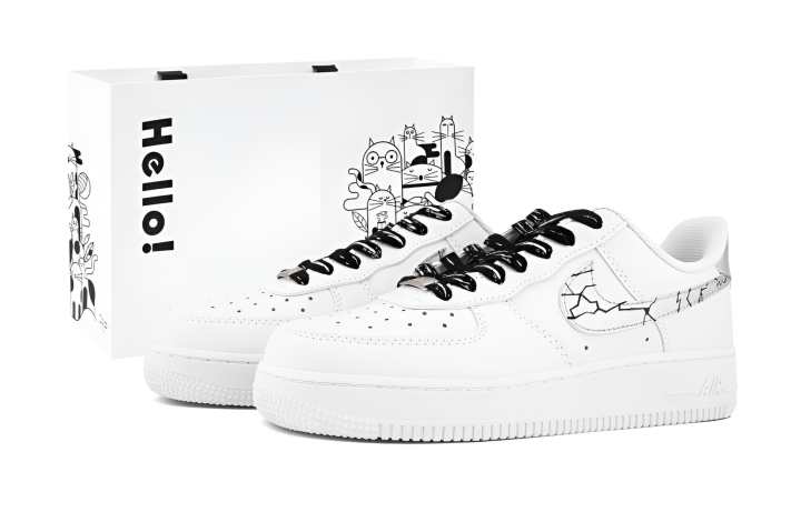 Nike Nike Air Force 1 Wear resistant And Lightweight Low top Skateboard Shoes Unisex Silver White