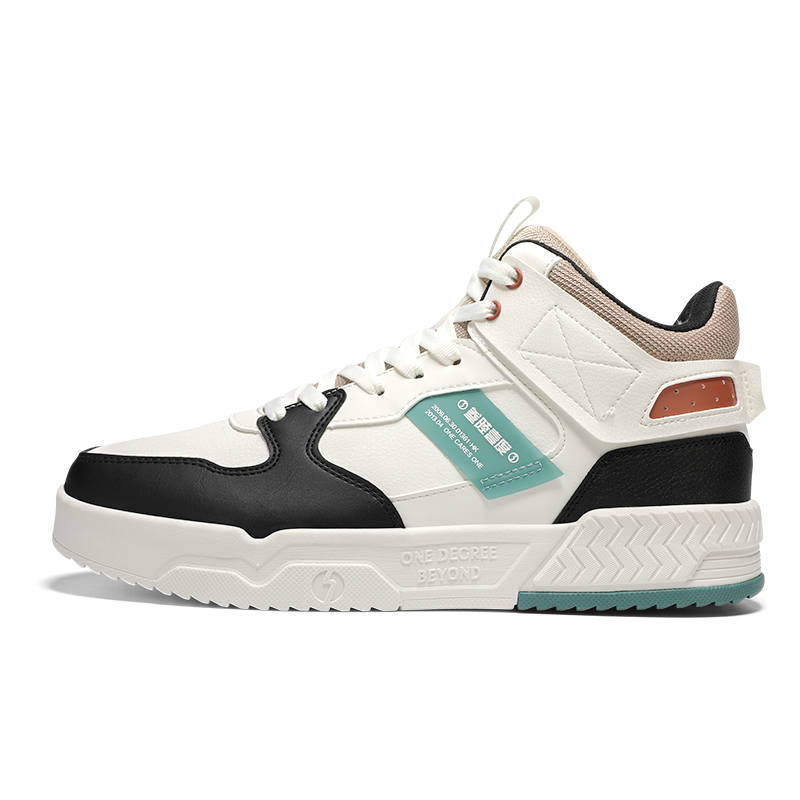 361° Fleece Lined, Trendy Thermal High top Skateboard Shoes Men's White Cyan