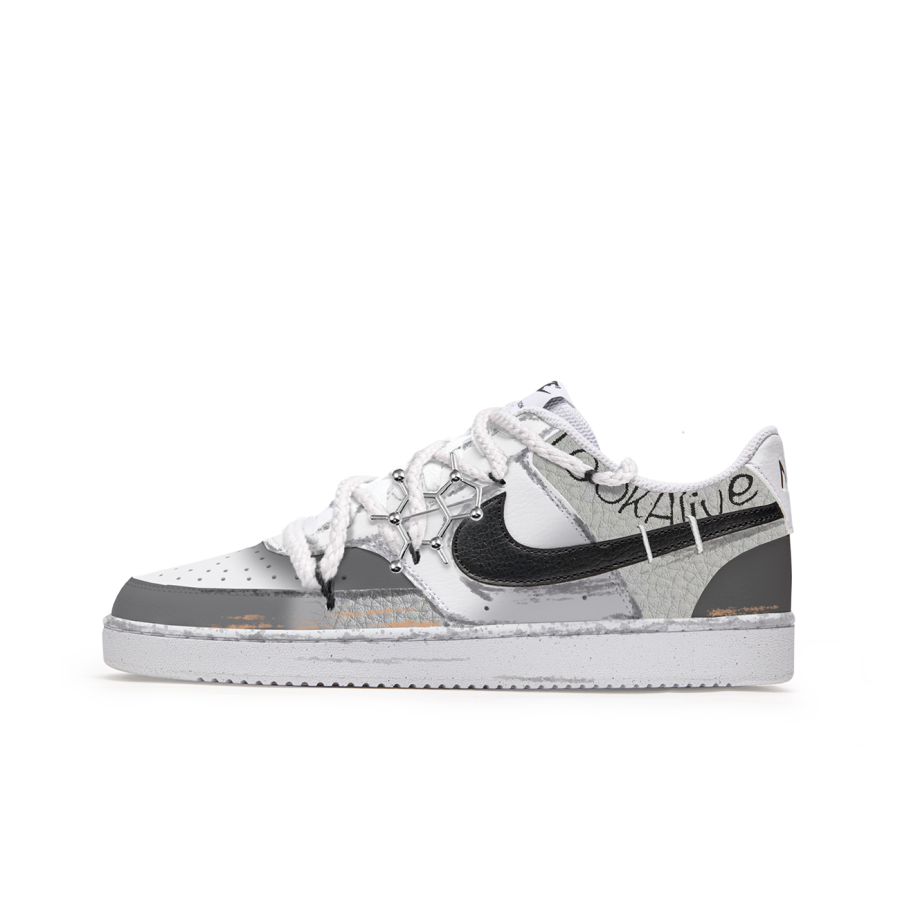 Nike Nike Court Vision Free Panda, Gray Space Slip Resistant Abrasion Resistant Low top Skateboard Shoes Men's Gray White
