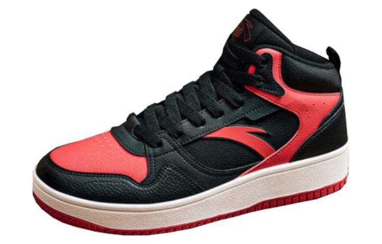Anta Life Collection Slip Resistant Abrasion Resistant High top Skateboard Shoes Men's Black Red