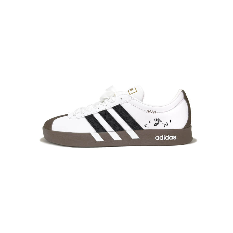 Adidas Adidas VL COURT 2.0 Sunrise Dance Abrasion Resistant Low top Skateboard Shoes Unisex Black White