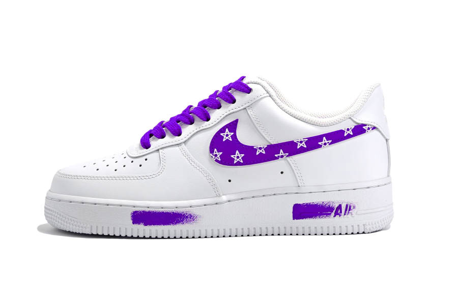 Nike Nike Air Force 1 Slip Resistant Abrasion Resistant Low top Skateboard Shoes Unisex White Purple