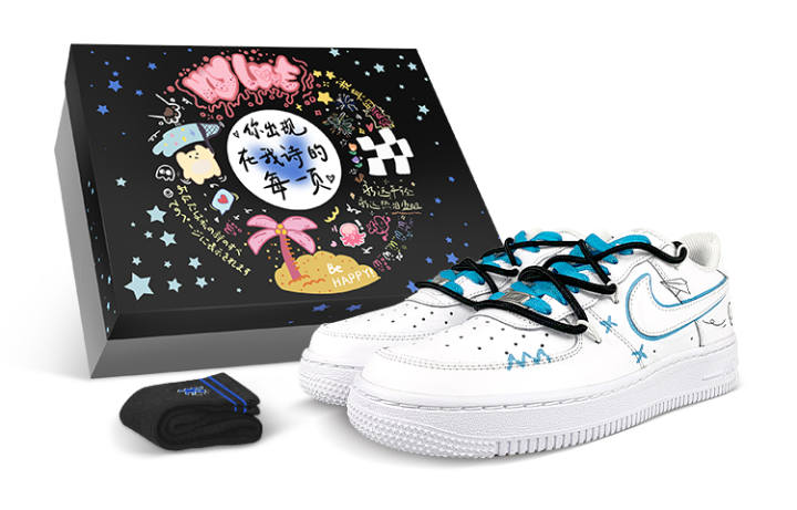 Nike Nike Air Force 1 Slip Resistant Low top Skateboard Shoes Men's White Blue