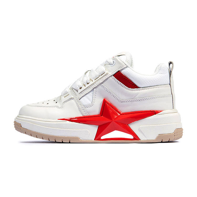 PENTAGONAL HEART Step Star Dream Collection Low top Skateboard Shoes Unisex White Red Box