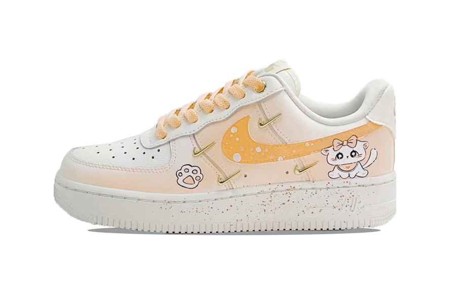 Nike Nike Air Force 1 Pink Cat Fantasy Shoes Slip Resistant Abrasion Resistant Low top Skateboard Shoes Women's Orange