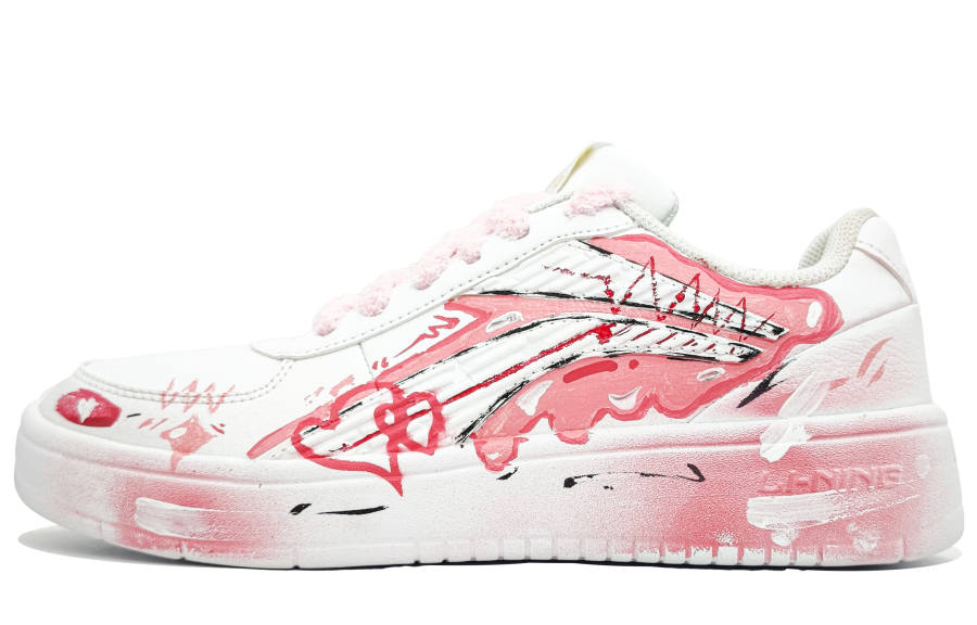 Li-Ning Li Ning Slip Resistant, Abrasion Resistant, Lightweight Low top Skateboard Shoes Men's White Pink