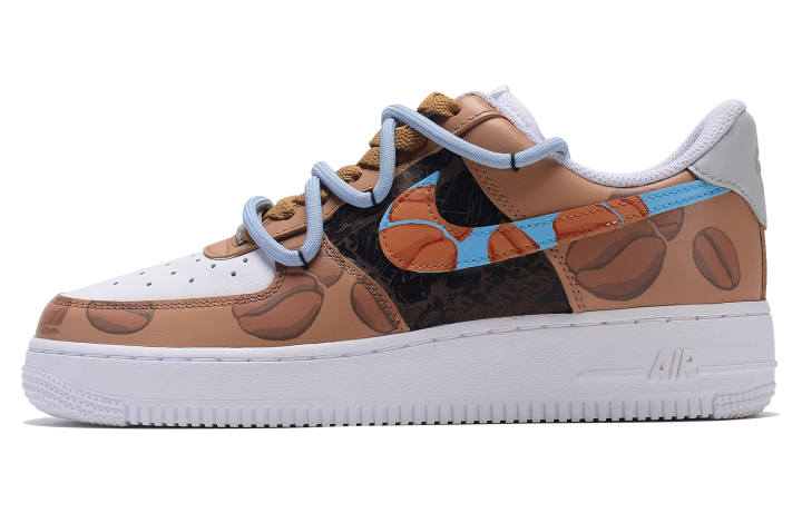 Nike Nike Air Force 1 Low top Skateboard Shoes Women's Blue Brown