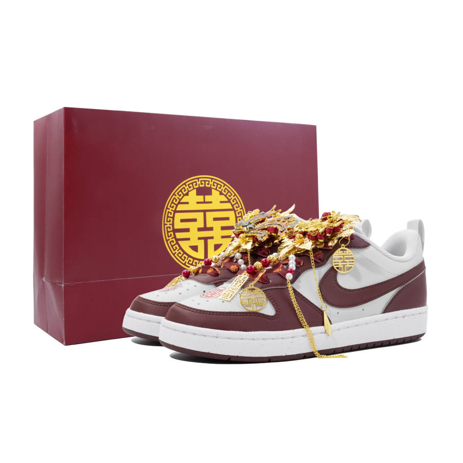 Nike Nike Court Borough Slip Resistant Abrasion Resistant Low top Skateboard Shoes Women's Red White