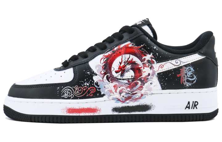 Nike Nike Air Force 1 Low Dragon Roar SDS Low top Skateboard Shoes Unisex Black White