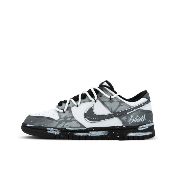 Nike Nike Dunk Scarlet Interference XJDD Flame Gray Leather Low top Skateboard Shoes Unisex Black Gray