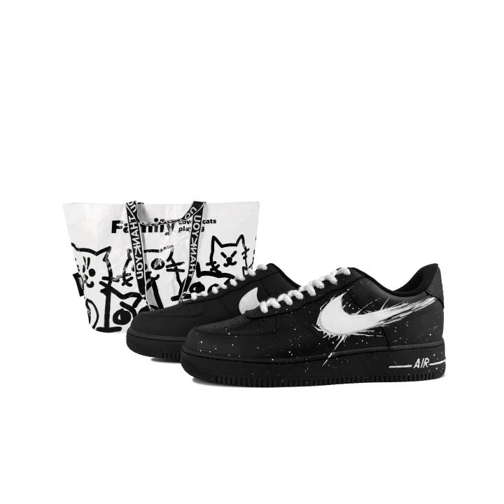 Nike Nike Air Force 1 Slip Resistant Abrasion Resistant Low top Skateboard Shoes Unisex Black White