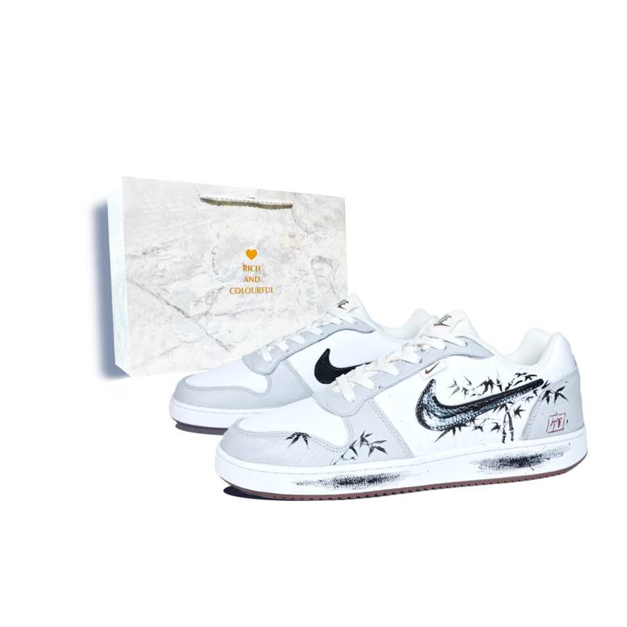 Nike Nike EBERNON Ink Bamboo Shadow, Shopping Bag Leather Abrasion Resistant Low top Skateboard Shoes Men's White Gray