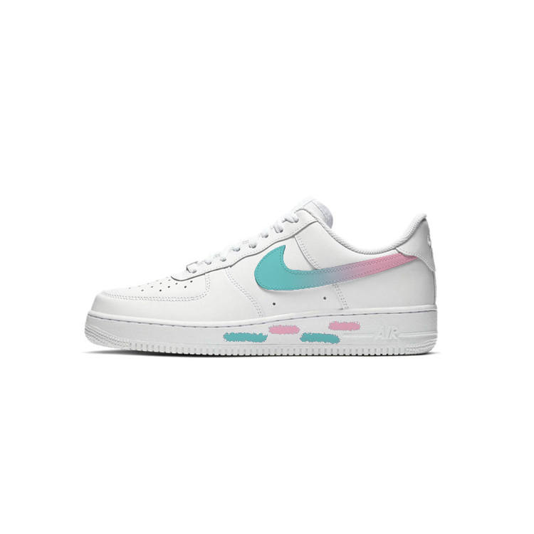 Nike Nike Air Force 1 Lop Abrasion Resistant Low top Skateboard Shoes Unisex White Green Pink