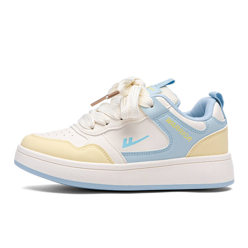 Warrior Wear resistant And Lightweight Low top Skateboard Shoes Women's Beige Yellow Blue