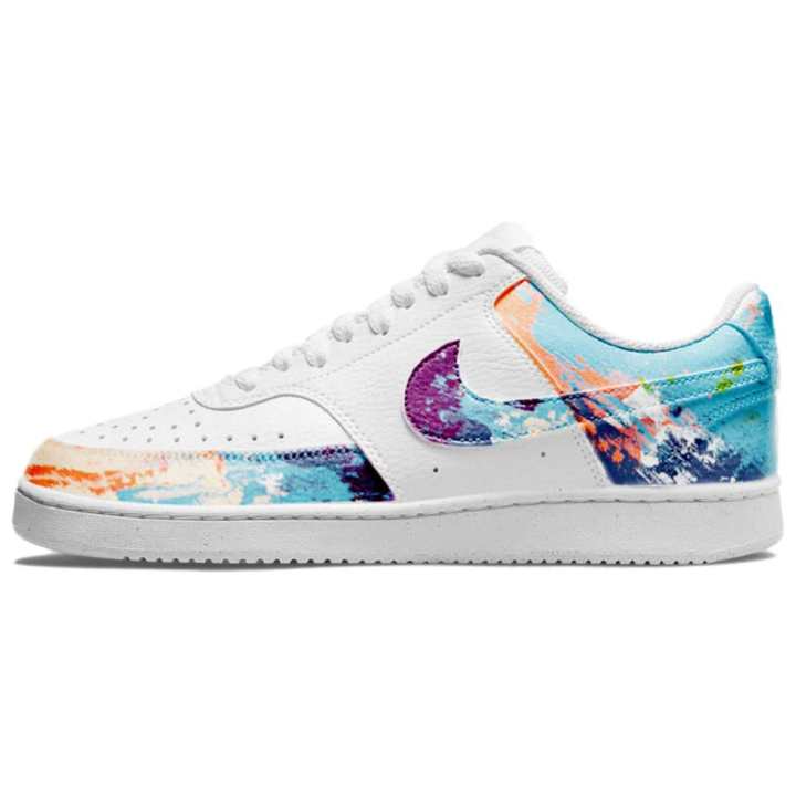 Nike Nike Court Vision 1 Mountain And River Gate Leather Abrasion Resistant Low top Skateboard Shoes Men's White Blue