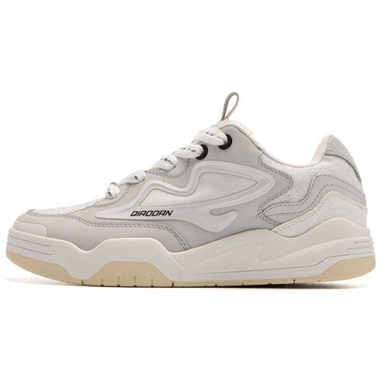 QIAODAN Quality Drying Slip Resistant Abrasion Resistant Low top Skateboard Shoes Men's White Gray